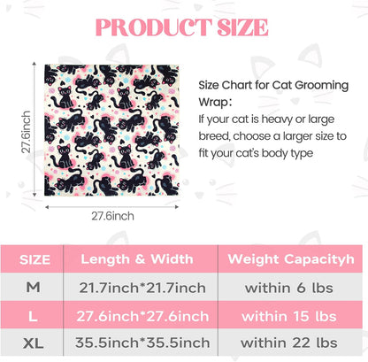 27.6“ Cat Wrap for Cutting Nails Self-Adherent Fabric Cat Wrap for Grooming Cat Restraint for Nail Clipping Anti-Escape Cat Calming Wrap Within 15lbs