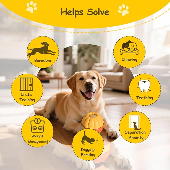 Interactive Dog Toys for Boredom, Dog Frozen Treat Toy to Keep Them Busy and Reduces Anxiety, Reusable Treat Dispensing Dog Toys Puzzle Toy for Small Medium Large Dogs, Low-Mess Design, Easy to Clean