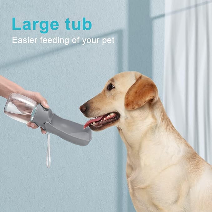 Portable Dog Water Bottle for Walking 19 OZ or 12 OZ Portable Pet Water Bottles for Puppy Small Medium Large Dogs Water Dispenser Pet Water Bowl Dog Accessories (19OZ Blue) (12OZ Grey)