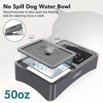 UPSKY 3-in-1 Elevated Dog Bowls Slow Feeder, Adjustable Stand, No Spill Water Dispenser, Stainless Steel Food & Water Bowl for Small Medium Dogs