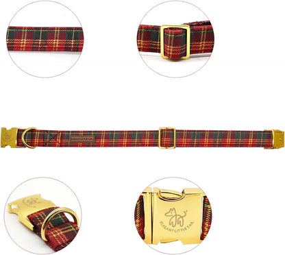 Elegant little tail Dog Collar, Christmas Red Plaid Pet Collar Cute Dog Collars Male or Female Pet Gift Adjustable Dog Collar for Small Dogs