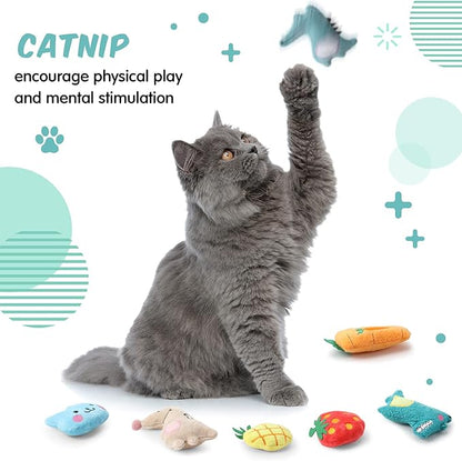 Gejoy 20 Pieces Catnip Toys for Indoor Cat Plush Kitten Cat Chew Toys Catnip Kitten Entertaining Interactive Dolls(Lovely)