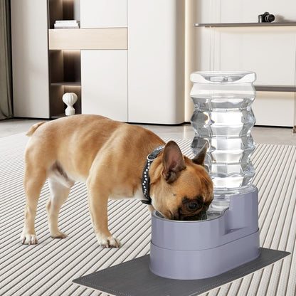 RIZZARI Large Water Dispenser for Dogs: 8L Gravity Gray Automatic Stainless Steel Waterer - 100% BPA Free - Raised Pet Feeder for Senior Dogs with Joint Pain in Bedroom Garden