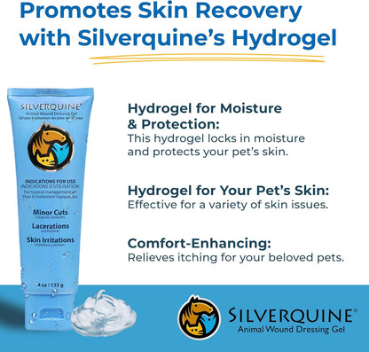 Hot Spot Gel for Dogs and Cats - Dog Wound & Pet Skin Irritation Solution for Birds, Hamsters, Emergency Kit, Hydrogel Ointment for Cuts, Burns, Itch, Pet Restoration & Wellness - 4.0 Oz