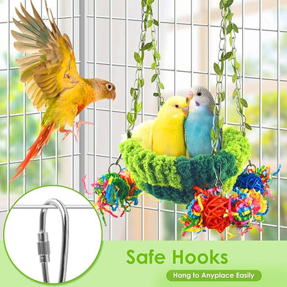KATUMO Conure Nest, Bird Breeding Bed Cockatiel Snuggle Nest Parakeet Swing Bed for Small Pets, Size Large
