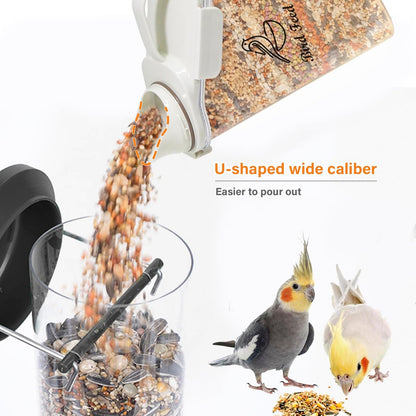 Bird Seed Storage Container Portable-3 Qt/2.8 L Clear Plastic Pet Food Container-with Measuring Cup,Airtight Wild Bird Seed Dispenser for Storing Sunflower Seed|Squirrel proof|BPA Free-White