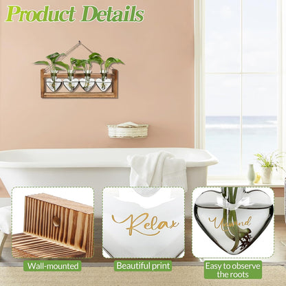 Plants Propagation Stations Plant Terrarium Kit for Bathroom Glass Planters for Indoor Plants Bathroom Decor Accessories - Relax Soak Unwind Breathe