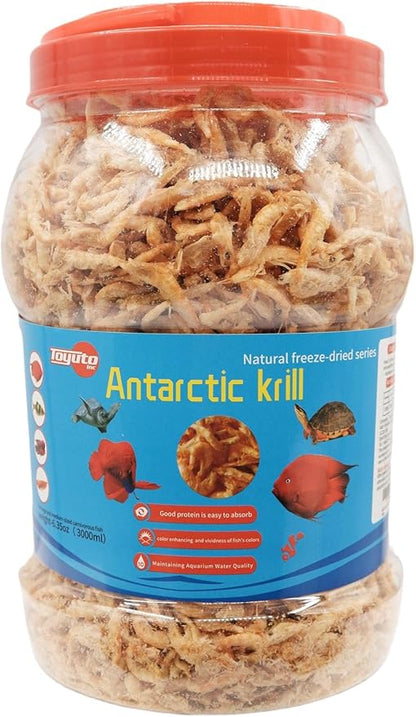 Premium Freeze-Dried Krill & Shrimp Mix - Ideal for Arowana, Koi, Tropical Cichlids, and Turtles - High-Protein Floating Aquarium Food (2000ml)