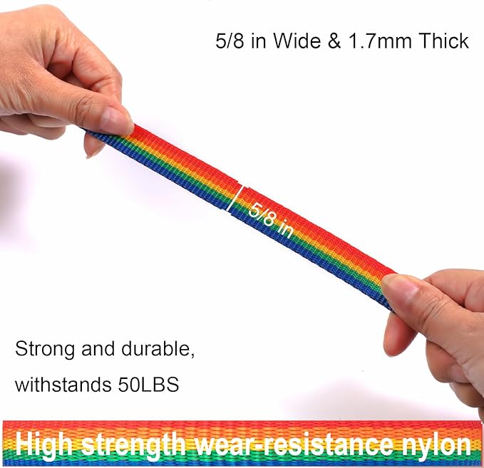 6 FT Puppy Leashes, Strong Traditional Style Leash with Easy to Use Collar Hook,Dog Lead Great for Small and Medium and Large Dog (Rainbow, 5/8 in x 6 ft)