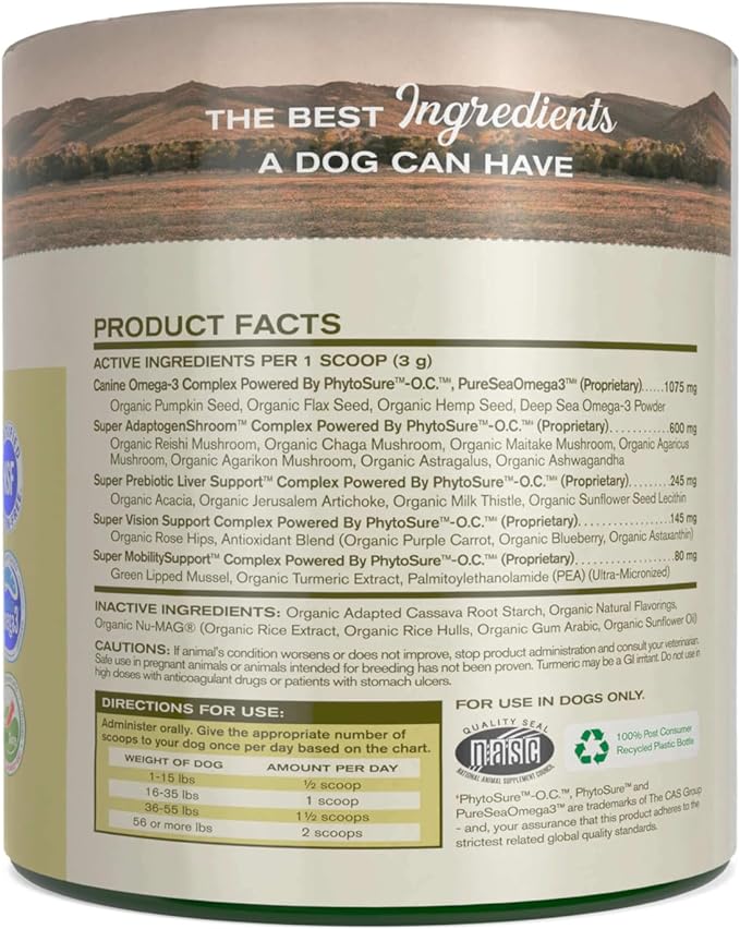 Badlands Ranch - Super20 Canine Supplement Organic Ingredients Multi-Benefit Supplement, Ashwagandha, Help w/Canine Well-Being, Heart, Joint, Vision, Antioxidant Support by Katherine Heigl (30 scoops)