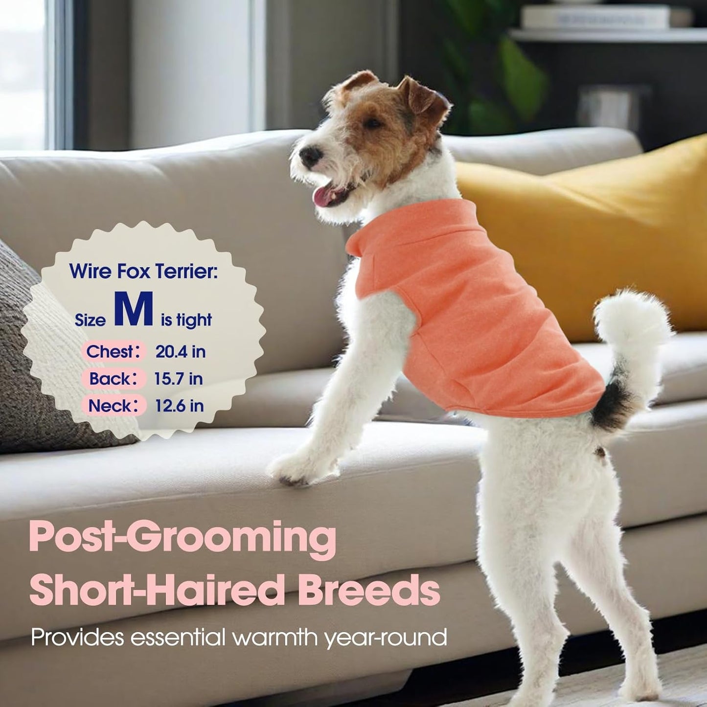 FUAMEY Dog Fleece Vest for Medium Dogs,Warm Stretchy Dog Sweatshirts Pullover with Leash Hole Dogs Sweater Soft Pet Turtleneck Cozy Pet Vest Lightweight Sleeveless Orange M