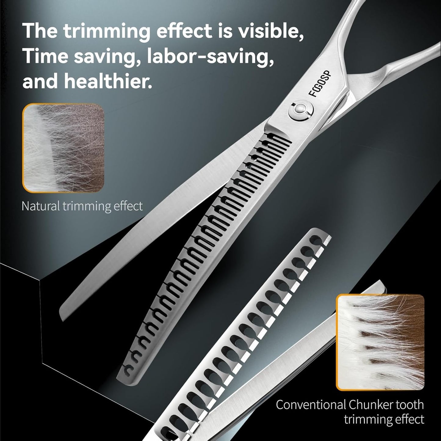 Save-effort Curved Chunkers Dog Grooming Scissors 7in Gradual tooth width Thinning Shears for Dogs Pet Cat Light Cutting Feel 23 Tooth 70% Thinning Rate Japan 440C