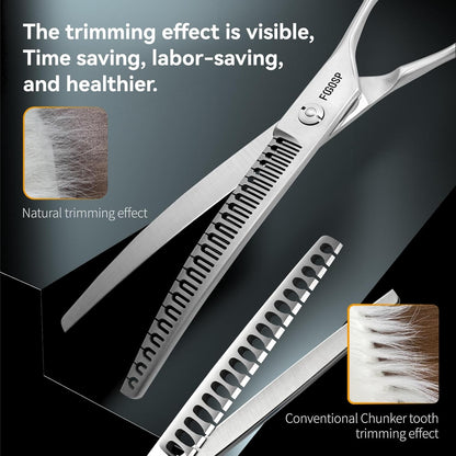 Save-effort Curved Chunkers Dog Grooming Scissors 7in Gradual tooth width Thinning Shears for Dogs Pet Cat Light Cutting Feel 23 Tooth 70% Thinning Rate Japan 440C