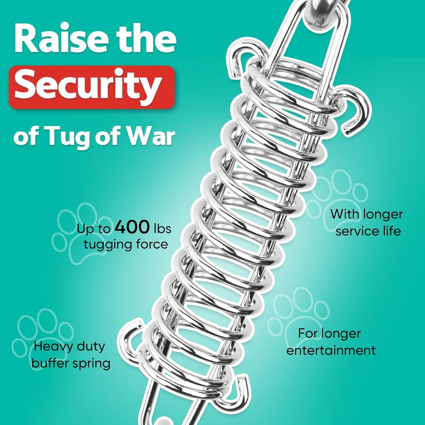 Petbobi Bungee Dog Toy, Outdoor Dog Tug Toy for Pitbull Interactive Exercise, Spring Pole Tug-of-War Toy with Durable Rope, Hanging Toy for Large Dogs to Reduce Boredom, Red