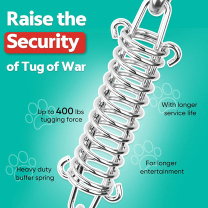 Petbobi Bungee Dog Toy, Outdoor Dog Tug Toy for Pitbull Interactive Exercise, Spring Pole Tug-of-War Toy with Durable Rope, Hanging Toy for Large Dogs to Reduce Boredom, Red