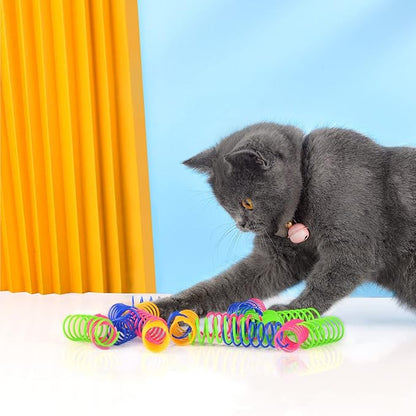 100 Pack Cat Spiral Spring, Cat Toys Spring for Indoor Cats, Plastic Coils Colorful Kitten Interactive Toy for Swatting, Biting, Hunting