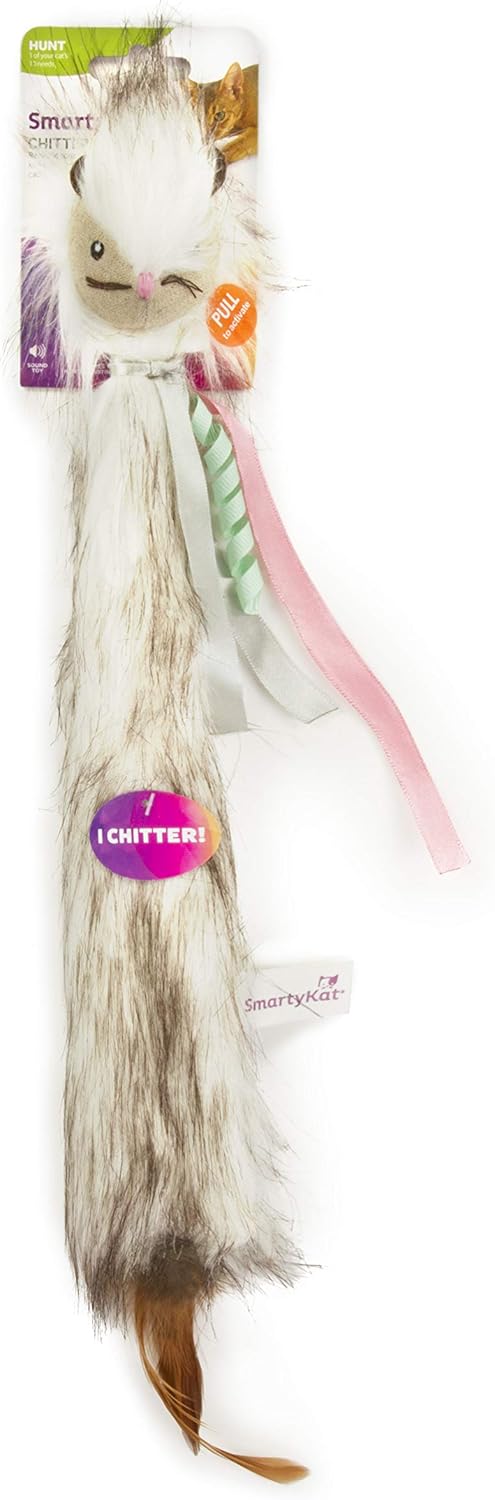 SmartyKat Chitter Critter Squirrel Electronic Sound Plush Kicker Cat Toy, Battery Powered - Gray, One Size