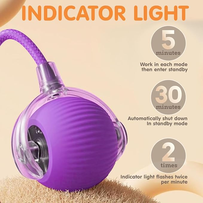 Rocfish Durable Interactive Cat Toys for Indoor Cats, Smart Automatic Cat Chase Ball Toy, Upgraded Speedy Tail Kitten Toy for Bored Indoor Adult Pets (Purple)