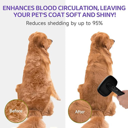 Dog Brush Kit – 3 PCS Grooming Set with Self-Cleaning Brush, Undercoat Rake & Pet Bath Brush. Great for Shedding, Tangles & Dirt Removal – Ideal for Long & Short Haired Dogs & Cats, Black