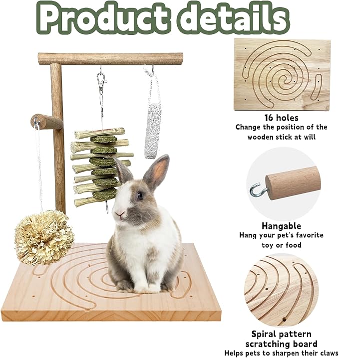 kathson Wooden Rabbit Toys Scratching Pad Bunny Chew Toys for Small Animal Rabbits Guinea Pigs Chinchilla Hamsters