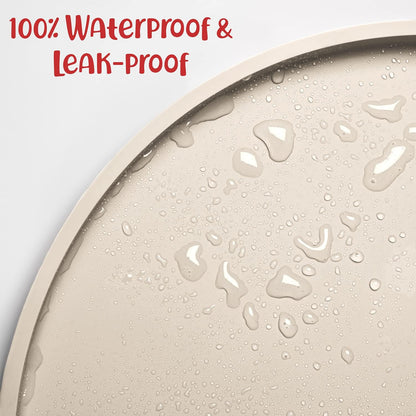 DogBuddy Dog Food Mat - Waterproof Dog Bowl Mat, Silicone Pet Mat for Food and Water Bowls, Nonslip Pet Feeding Mat with Edges, Dogs Food Mats for Floors, Puppy Supplies (Large, White Sand)