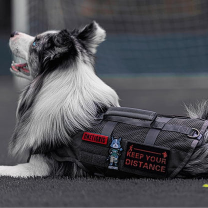 OneTigris Tactical No Pull Dog Harness for Large Dog, Mesh Design Dog Vest Harness Breathable Military Dogs Molle Vests with Handles, Service Dogs Vest Harness for Walking Hiking Training