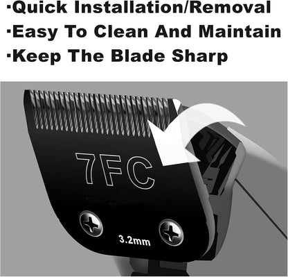 BESTBOMG Detachable Pet Dog Grooming Clipper Blades, Size 7FC/5FC/4FC, Made of Carbon-Infused Steel Blade and Stainless Steel Blade, Compatible with Most Andis,Oster A5/A6,Wahl KM Series, 5 Count.