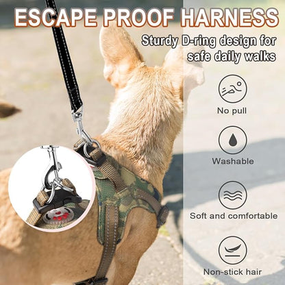 Dog Harness Step in Dog Vest Harness, Reflective Adjustable Puppy No Pull Harness Breathable Soft for Small and Medium Dogs Cats, Camo, XXS