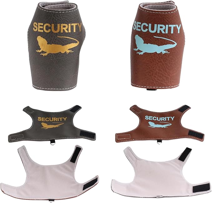 Bearded Dragon Carrier Backpack with Security Printing Harness Leash and 3-Sized Harness Set, Reptile Lizard Travel Guinea Pig Bunny Kitten Travel Carry Bag to Transport (Grey, PU Leather)