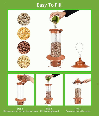 Squirrel Proof Bird Feeder for Outdoor, Gravity Sense Squirrel Proof Wild Bird Feeders for Finch Cardinal Chickadee, 4.8LB Large Capacity Hanging Birdfeeder