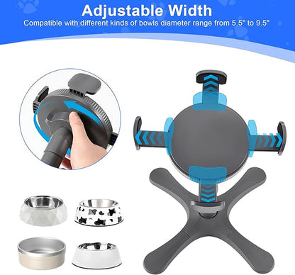 Dog Bowls Elevated Adjustable Stand, Raised Bowl with 4 Heights & Tilted Feeding Stand, Compatible with Various Bowls, for Medium & Large Breeds(with Bowl) Grey