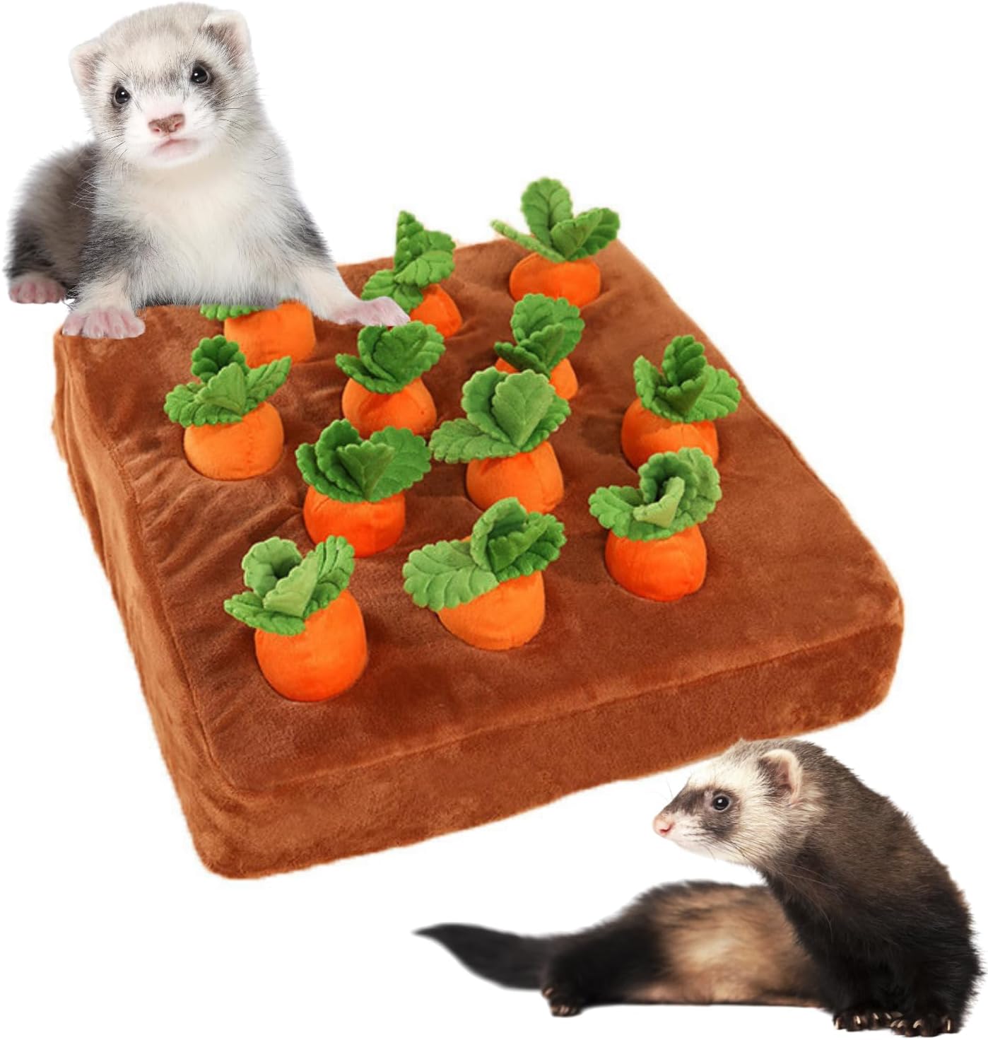 Ferret Foraging Toys Novelty Carrot Snuffle Mat Interactive Pet Treat Enrichment Toys for Small Animals Bunny Rabbit Chinchilla Guinea Pig Hamster (12Carrot)