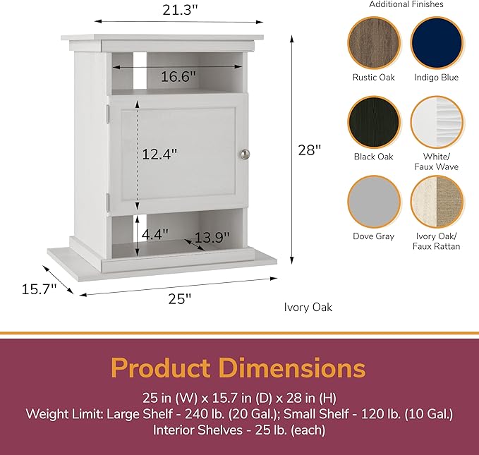 Ollie & Hutch Flipper 10/20 Gallon Aquarium Stand, Black Oak
