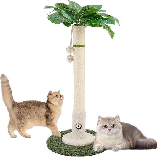 35" Tall Cat Scratching Post Furniture Scratching Deterrent for Indoor Cats, Hanging Ball with Sturdy Large Scratch Pole Premium Sisal Rope Scratch Posts Kitten and Adult Cats