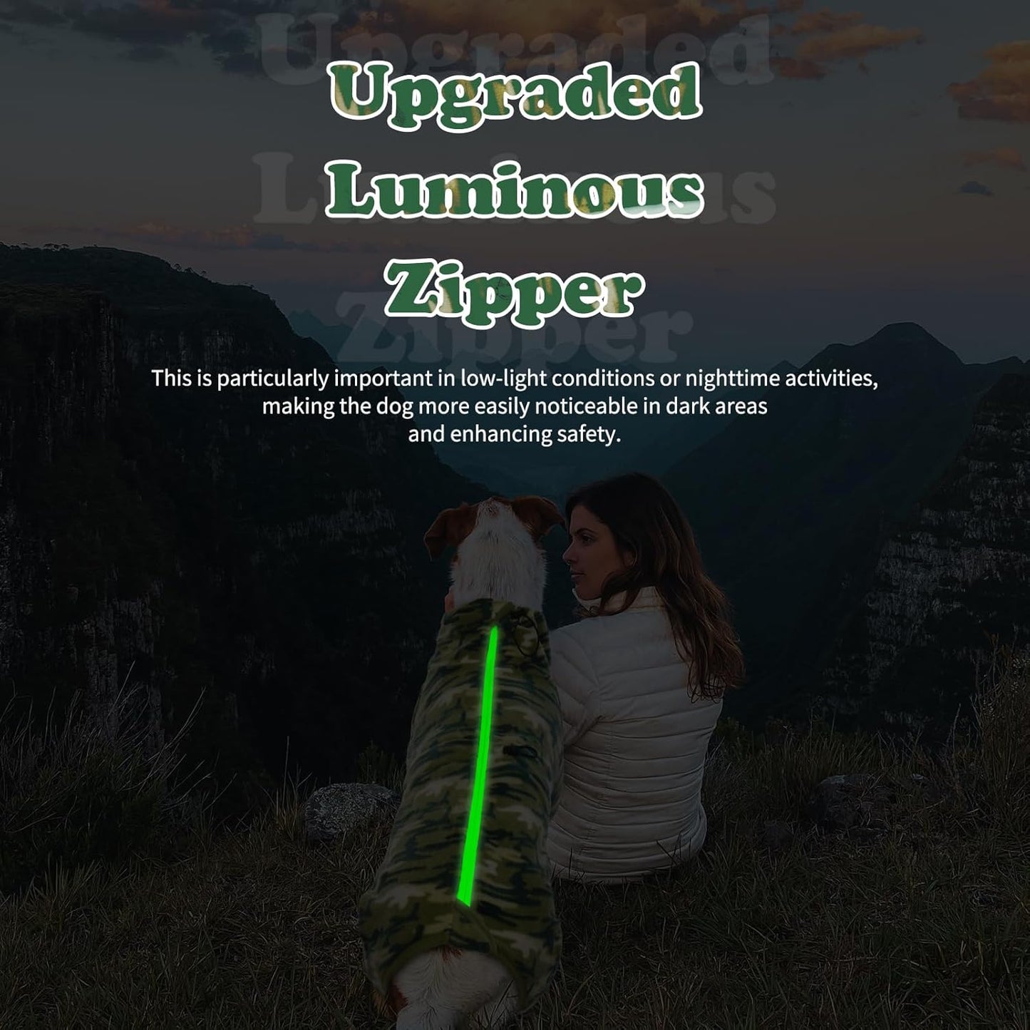 ROZKITCH Extra Large Dog Sweater, Pet Windproof Warm Cold Weather Jacket Vest with Luminous Zipper, Jumpsuit Apparel Outfit Clothes for Large Giant Dog Camo 4XL