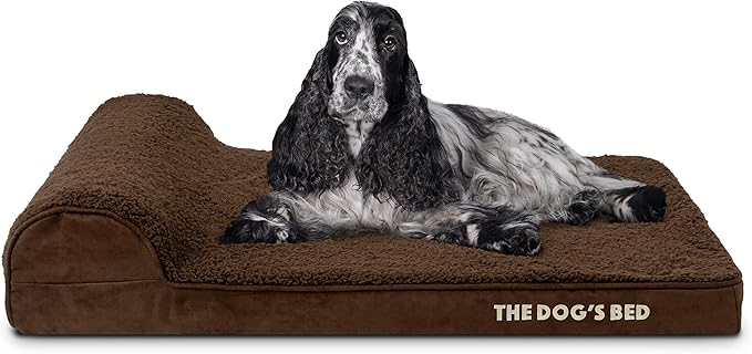 The Dog’s Bed Orthopedic Headrest Dog Bed Med Brown, Memory Foam, Pain Relief for Arthritis, Hip & Elbow Dysplasia, Post Surgery, Lameness, Waterproof Washable Cover