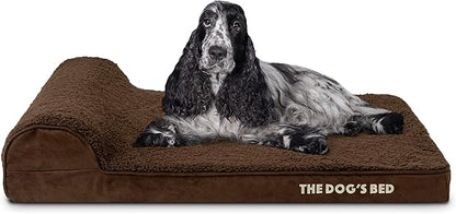 The Dog’s Bed Orthopedic Headrest Dog Bed Med Brown, Memory Foam, Pain Relief for Arthritis, Hip & Elbow Dysplasia, Post Surgery, Lameness, Waterproof Washable Cover