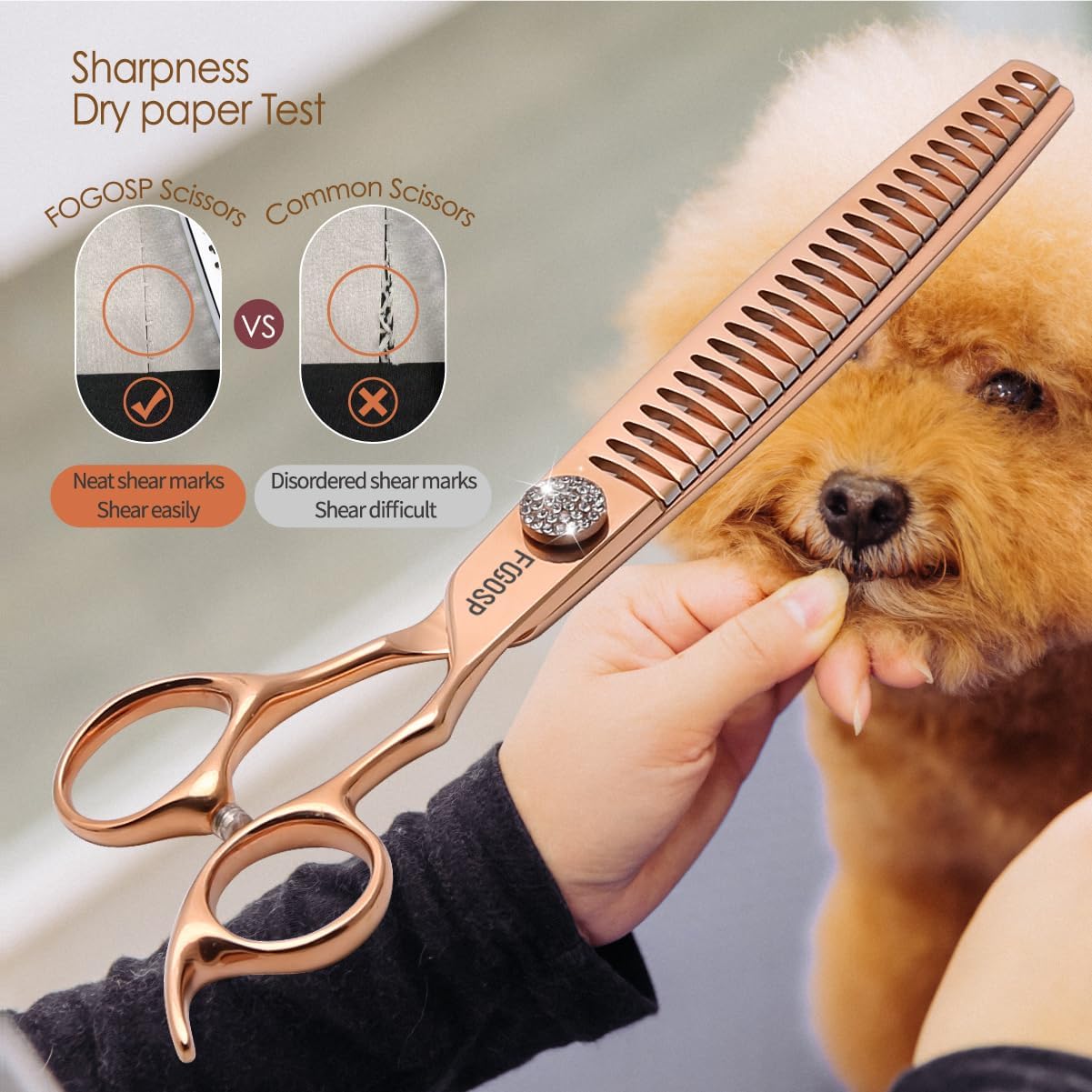 Chunkers Dog Grooming Scissoes 8'' Rose Gold Titanium Professional Thinning Shears for Large Dogs Poodle 26 Teeth Pet Grooming Scissor Japan 440C 70% Thinning Rate (8,Chunker)