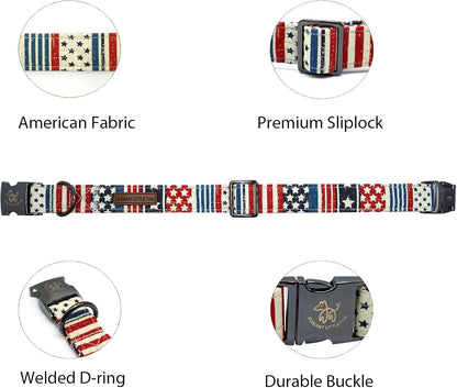 Elegant little tail Independence Day Dog Collar, Holiday Pet Collar Patriotic Dog Durable Dog Collars Girl or Boy Soft Pet Gift Adjustable Dog Collar for Small Medium Large Dogs