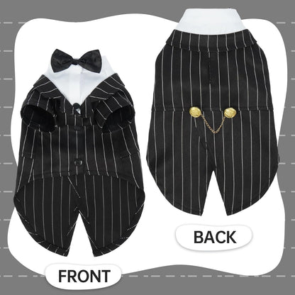 QBLEEV Cat Tuxedo Suit, Sphynx Cat Suit with Bow Tie, Cat Halloween Costumes, Kitten Formal Attire Wedding Birthday Onesie Clothes for Male Female Hairless Cats