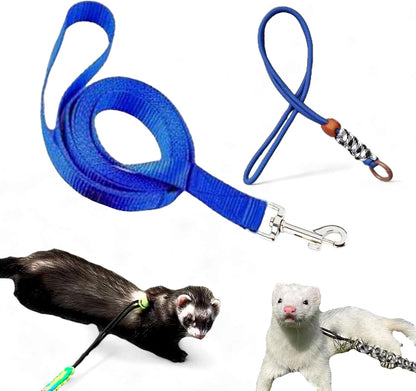 Ferret Leash Harness Adjustable Squirrel Sets, Leashes and Harnesses for Ferrets Guinea Pig Chinchilla Rat Dragon Bearded Small Animal, Pet Squirrel Ferret Accessories (Blue)