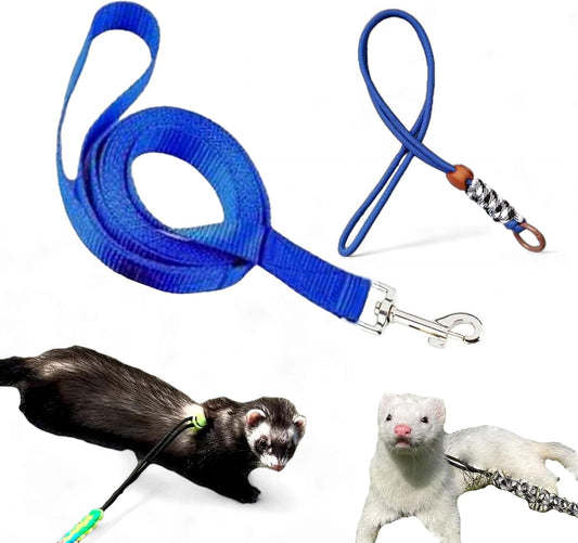 Ferret Leash Harness Adjustable Squirrel Sets, Leashes and Harnesses for Ferrets Guinea Pig Chinchilla Rat Dragon Bearded Small Animal, Pet Squirrel Ferret Accessories (Blue)