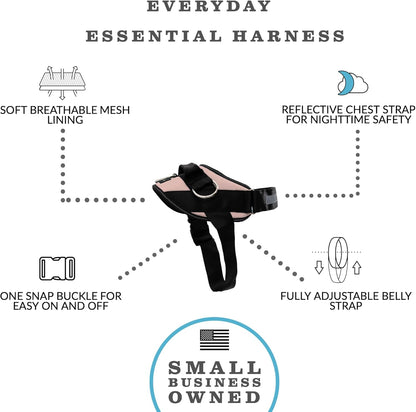 ShawnCo Essential Dog Harness, No-Pull Pet Vest with 3 Leash Clips, No Choke, Reflective, Adjustable and Padded, for Easy Walking and Training for Small, Medium and Large Dogs (Rose Gold, S)