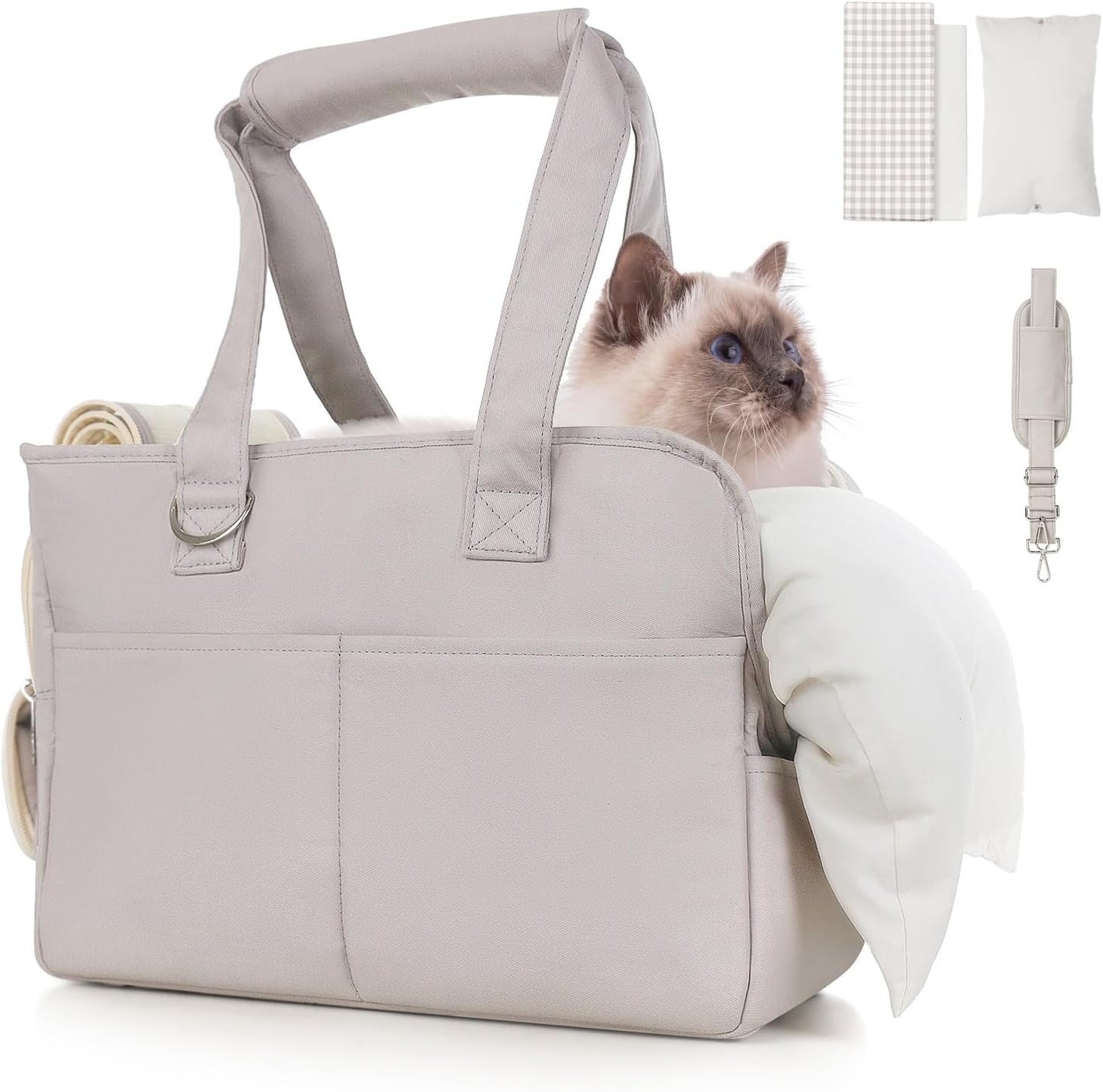 Dog Carriers for Small Dogs, Soft Sided Folding Dog Purse for Dogs Medium Cats Puppies up to 13 Lbs, Washable Breathable Puppy Carrier for Outdoor Travel (Small Gray)