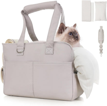 Dog Carriers for Small Dogs, Soft Sided Folding Dog Purse for Dogs Medium Cats Puppies up to 13 Lbs, Washable Breathable Puppy Carrier for Outdoor Travel (Small Gray)