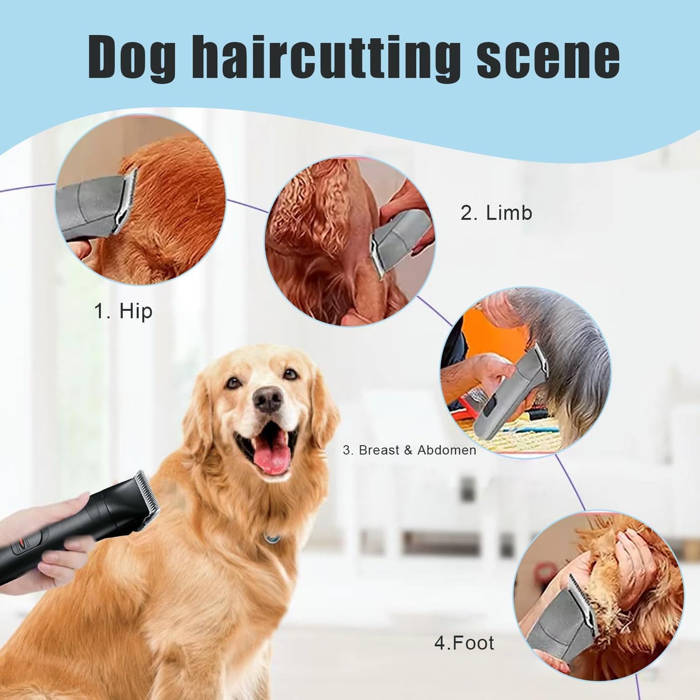 2PCS 4FC Blades Dog Grooming Blades Compatible with Andis Dog Clippers,Dog Clipper Blades Compatible with Oster A5,Wahl km10 Dog Clippers for Animal Dog Cat Horse,Stainless-Steel Blade Sharp