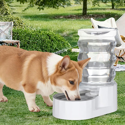 RIZZARI Automatic Gravity Pet Waterer: 7L White Stainless Steel Water Dispenser - Large Capacity Water Feeder for 25-35 LB Senior Dogs with Spinal Issues - for Living Room Bedroom