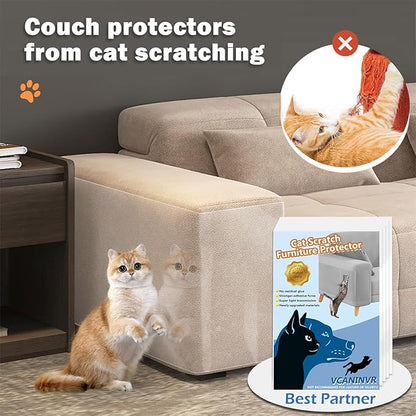 Cat Scratch Furniture Protector 12 Pack Cat Anti-Scratch Deterrent Tapes, Premium Couch Protector with Strong Stickiness