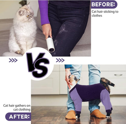 QBLEEV Cat Pajamas for Cats Only, Sticky Hair Kitten Clothes, Prevent Lost Fur Pet Onesie Shirts Costumes Outfits for Daily Wear Parties Photography, Recovery Suit for Small Dogs