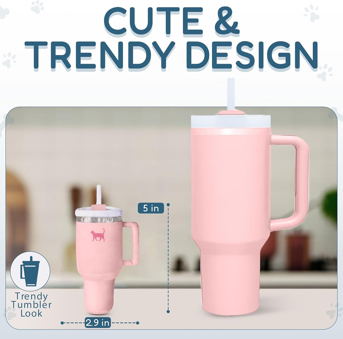 Kitty Cup Catnip Toy - Christmas & Birthday Cat Gift Toy with Catnip & Crinkle, Funny Stocking Stuffer for Girl Indoor Kitten (Pink Peach Dust)